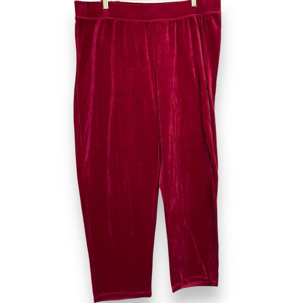 Faded Glory Velour Pull On Pants Sweatpants Women 2X Pink Red Loungewear Casual